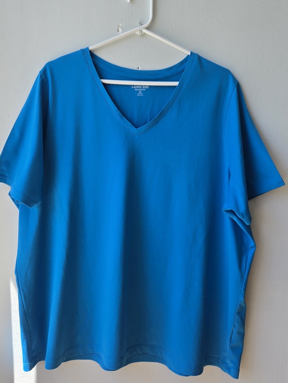 Lands End 2X Tshirt Womens Blue Relaxed Fit Blue Travel Packable Cotton Cheerful